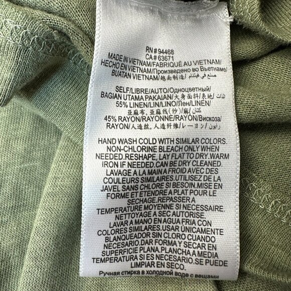 BCBGMAXAZRIA Women's Relaxed Linen Knot‎ Front Wrap V Neck Top, Size XXS, Green - Picture 11 of 12